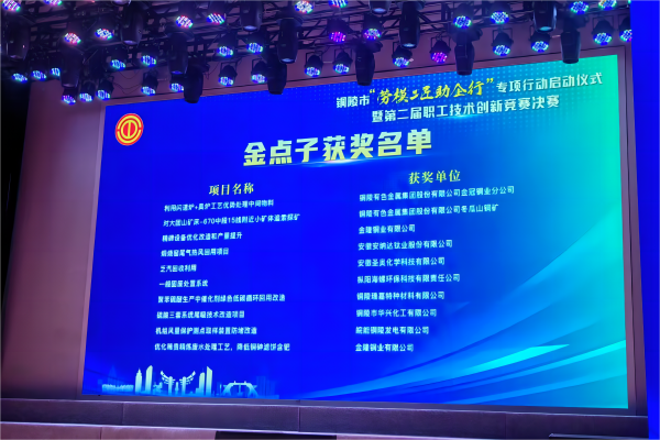 樅陽海螺環(huán)保榮獲銅陵市第二屆職工技術(shù)創(chuàng)新競(jìng)賽“金點(diǎn)子”獎(jiǎng)